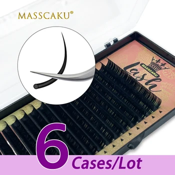 6 кор./лот, матирано индивидуално удължаване на миглите MASSCAKU, изкуствена норки, класически копринени мигли, удължаване на миглите за козметични грим