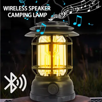Led нощна светлина с Bluetooth на открито, ретро водоустойчив високоговорител, туризъм лампа, портативен захранващ блок, подвесная лампа за палатка