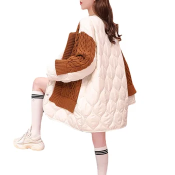 Жилетка, женски съкратен с жилетка, пуловер със спици, модел кардигана е със средна дължина, ново вязаное палто, дебели универсален пуловер за почивка
