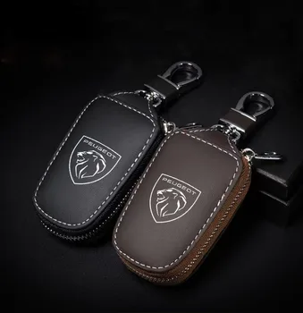 Кожен калъф за ключове на автомобила Сгъваем джоб с ключодържател дистанционно управление за Peugeot 206 207 208 301 307 308 406 408 508 2008 3008 5008 108