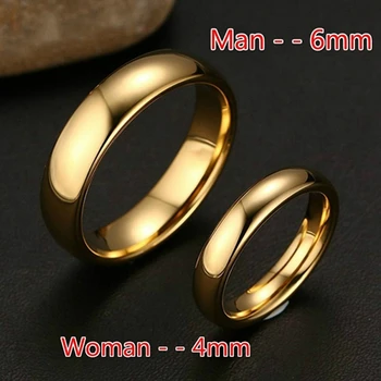 Прости модни пръстени от неръждаема стомана, класически златист цвят, парни бани пръстени за жени, мъже, сватба, годишнина от годеж, няколко бижута