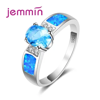 Марковите бижута от синьо 925 сребро, пръстен на пръста си с огнени опалом, пръстен с обещанието за жени, е най-добрият специален подарък