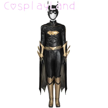 Рицар Аркхема Барбара Гордън, Cosplay боен костюм на прилеп, с маска-нос, черен анцуг, Кралят женски костюм за Хелоуин