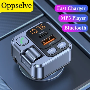 Автомобилна Бързо Зареждане на Bluetooth FM-Предавател USB Aux Аудио Адаптер С Led Дисплей Микрофон-корона MP3 Музикален Плейър Възпроизвеждане на Хендсфри