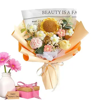Букет цветя, завързани на една кука, сватбени подаръци за Деня на учителя, изкуствени цветя с вязаным консерви цветя, сватбени подаръци за Деня на майката
