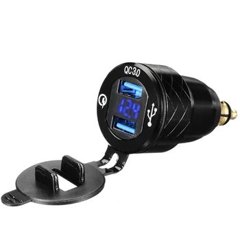 Конектор DIN за мотоциклет, адаптера за зарядно за кола с два USB адаптер за автомобилна запалка с водоустойчив калъф за зарядни устройства за мобилни телефони