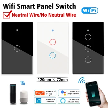 Sasha Smart Life Home WiFi дистанционно управление стенен прекъсвач не се изисква неутрален проводник/неутрален проводник Сензорен екран сензор led ключове