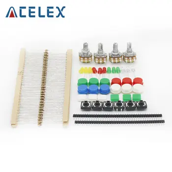 1 комплект, удобен преносим комплект резистори за Arduino Starter Kit, led потенциометър UNO R3, пинов конектор за смяна на такт
