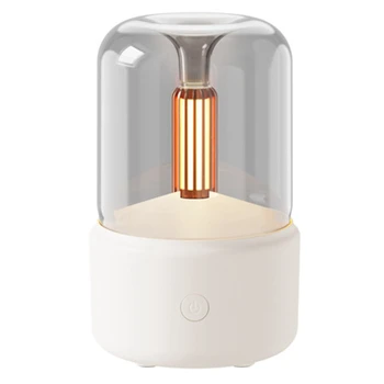 120 МЛ Свещ Лампа ароматни дифузор Овлажнител на въздуха Електрически пламък за ароматерапия USB Настолен декор лека нощ бял